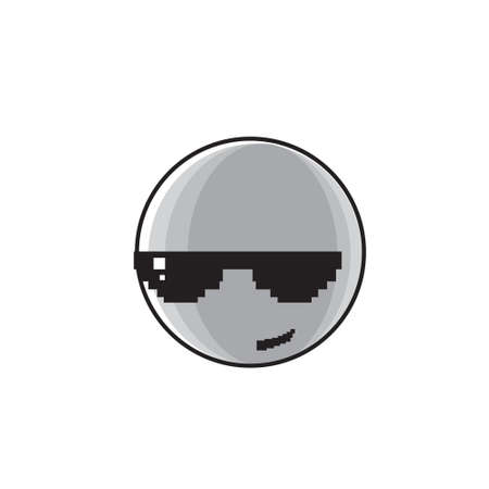 Smiling Cartoon Face Wear Sunglasses Positive People Emotion Icon Vector Illustrationのイラスト素材