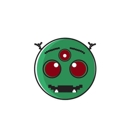 Smiling Alien Cartoon Face With Three Eyes People Emotion Icon Vector Illustrationのイラスト素材