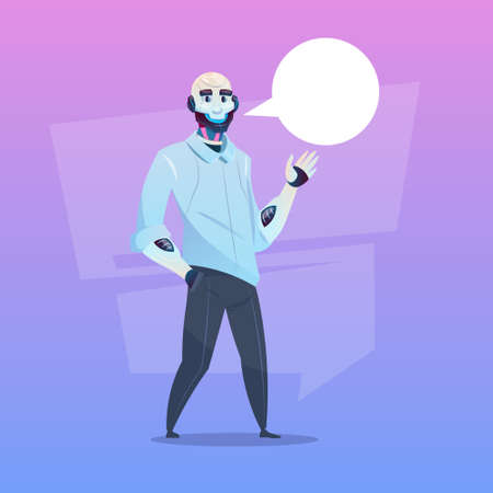 Chat Bot Robot Virtual Assistance Element Of Website Or Mobile Applications Artificial Intelligence Concept Flat Vector Illustrationのイラスト素材