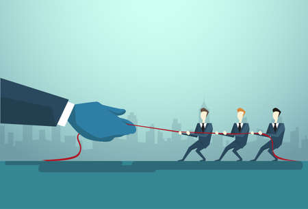 Businesspeople Group Two Team Pulling Rope, Business Competition Concept Flat Vector Illustrationのイラスト素材