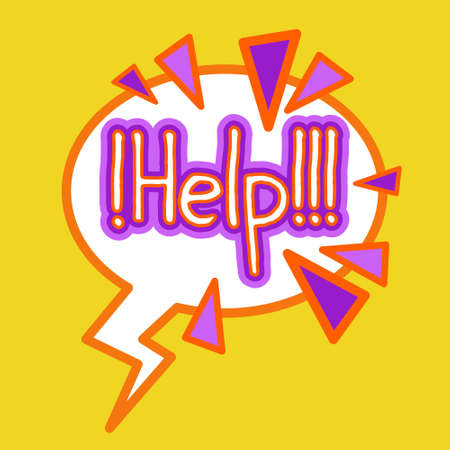Help Sticker, Label Icon Colorful Banner Support Concept Vector Illustrationのイラスト素材