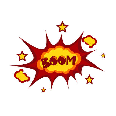 Boom Sticker Chat Message Label Icon Colorful Banner Vector Illustration