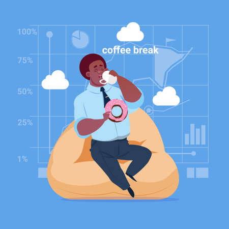 Business man having lunch during coffee break.のイラスト素材