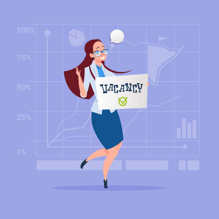 Business Woman Hired On Vacancy Recruitment New Job Position Concept Flat Vector Illustrationのイラスト素材