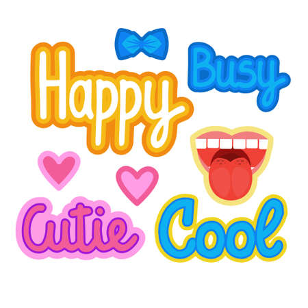 Sticker Set Social Media Network Message Badges Design Collection Vector Illustrationのイラスト素材
