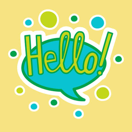Hello Sticker Social Media Network Message Badges Design Vector Illustrationのイラスト素材