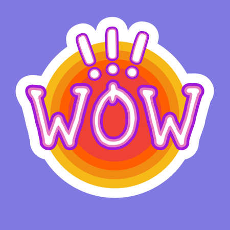 Wow Sticker Social Media Network Message Badges Design Vector Illustrationのイラスト素材