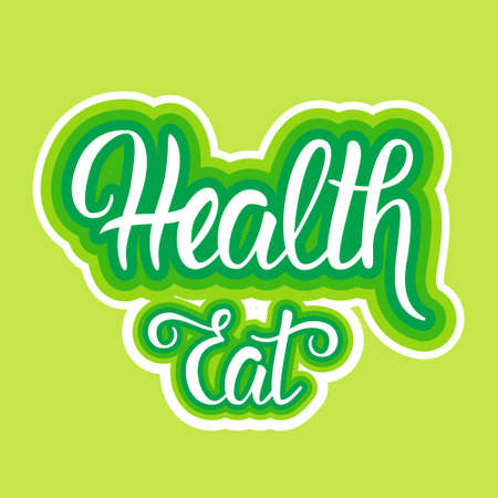 Health Eat Organic Eco Food Stickers Healthy Lifestyle Vector Illustrationのイラスト素材