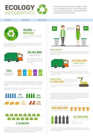 Ecology Infographic Banner Recycle Waste Sorting Garbage Concept Environmental Protection Vector Illustrationのイラスト素材