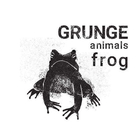 Silhouette Frog In Grunge Design Style Animal Icon Vector Illustrationのイラスト素材