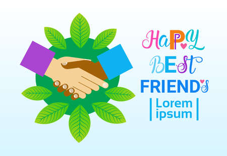 Happy Friendship Day Greeting Card Friends Holiday Banner Flat Vector Illustrationのイラスト素材