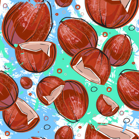 Seamless Pattern Coconut Fruits Exotic Ornament Background Vector Illustrationのイラスト素材