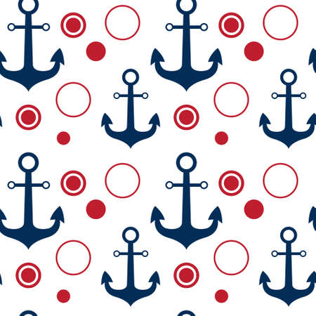 Anchors Seamless Pattern Marine Vintage Ornament Background Vector Illustrationのイラスト素材