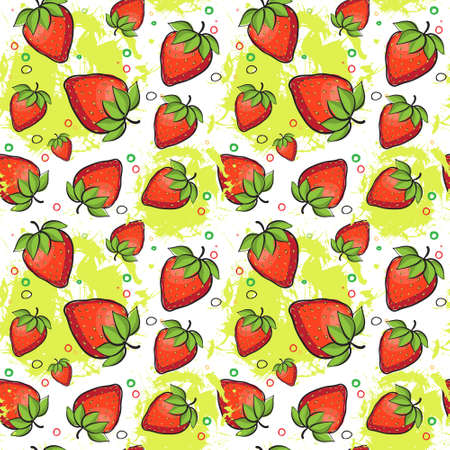 Seamless Pattern Strawberry Fruits Summer Ornament Background Vector Illustrationのイラスト素材