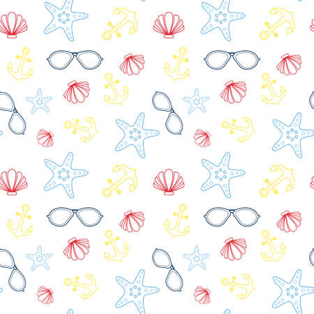 Summer Seamless Pattern With Colorful Tropical Ornament Background Style Vector Illustration