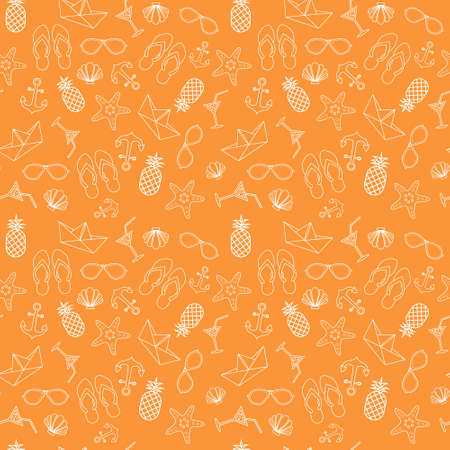 Summer Seamless Pattern With Colorful Tropical Ornament Background Style Vector Illustrationのイラスト素材
