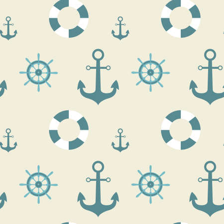 Anchors Seamless Pattern Marine Vintage Ornament Background Vector Illustration