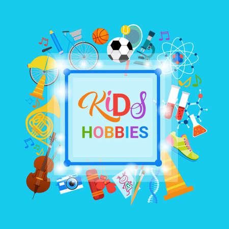 KIds Hobbies Art Classes Logo Workshop Creative Artistic School For Children Development Banner Flat Vector Illustrationのイラスト素材