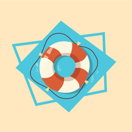 Life Buoy Icon Summer Sea Vacation Concept Summertime Holiday Vector Illustrationのイラスト素材