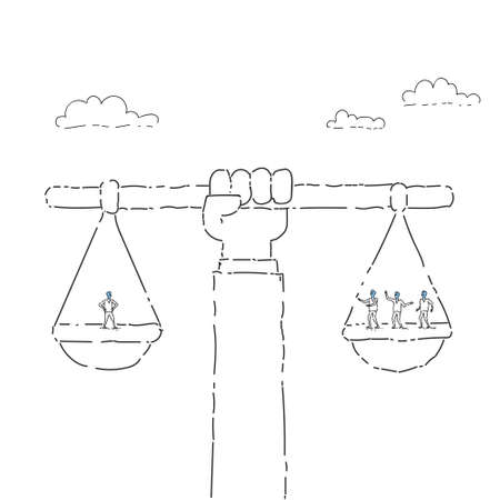Business People Group On Balance Scale Career Concept Vector Illustrationのイラスト素材