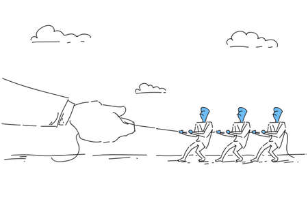 Businesspeople Group Team Pulling Rope, Business Competition Concept Vector Illustrationのイラスト素材