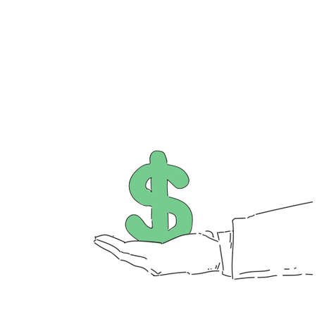 Business Man Hand Hold Dollar Sign Money Growth Concept Finance Success Vector Illustrationのイラスト素材