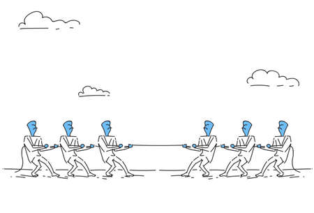 Businesspeople Group Team Pulling Rope, Business Competition Concept Vector Illustrationのイラスト素材