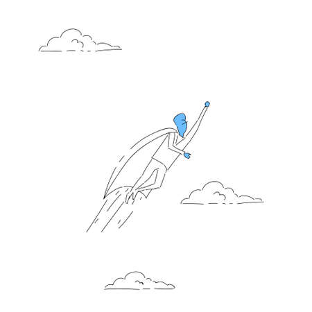 Businessman Fly Wear Hero Cape Success Concept Vector Illustrationのイラスト素材