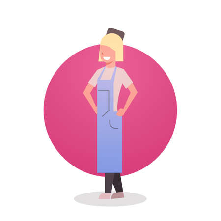 Woman Waitress Icon Barista In Coffee Shop Cafe Flat Vector Illustrationのイラスト素材