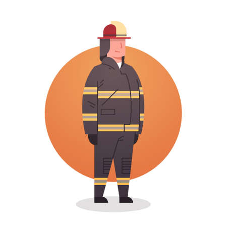 Fireman Icon Fire Fighter Professional Worker Occupation Flat Vector Illustrationのイラスト素材