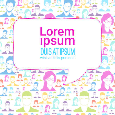 Chat Bubble Colorful People Silhouette Social Media Profile Icons Background Network Communication Users Concept Vector Illustrationのイラスト素材