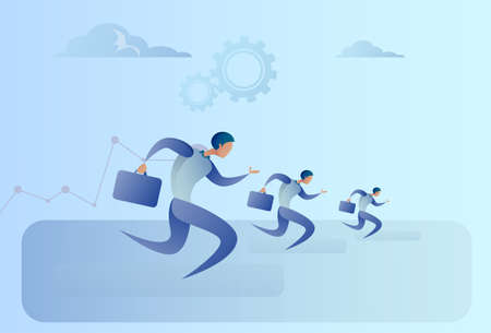 Business People Group Run Team Leader Competition Concept Flat Vector Illustrationのイラスト素材