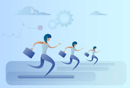 Business People Group Run Team Leader Competition Concept Flat Vector Illustrationのイラスト素材
