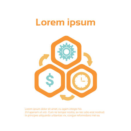 Money Time Business Infographics With Copy Space Banner Flat Vector Illustrationのイラスト素材
