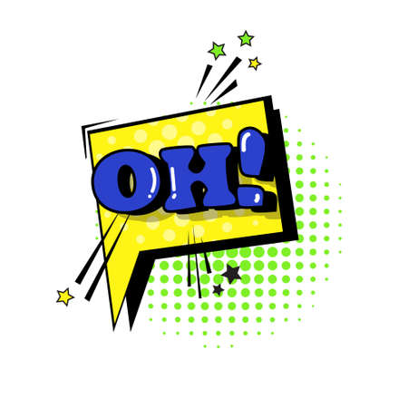 Comic Stciker Chat Bubble Icon Pop Art Style Social Media Communication Flat Vector Illustrationのイラスト素材