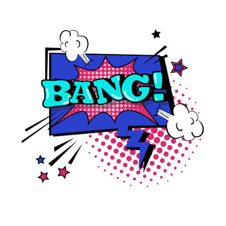 Comic Stciker Chat Bubble Icon Pop Art Style Social Media Communication Flat Vector Illustrationのイラスト素材