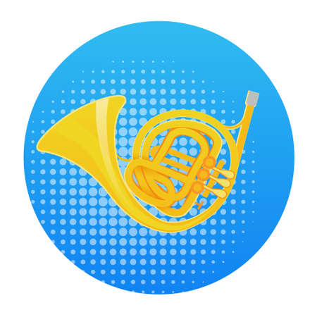 Horn Icon Wind Music Instrument Concept Flat Vector Illustrationのイラスト素材