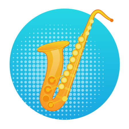Saxophone Icon Wind Music Instrument Concept Flat Vector Illustrationのイラスト素材