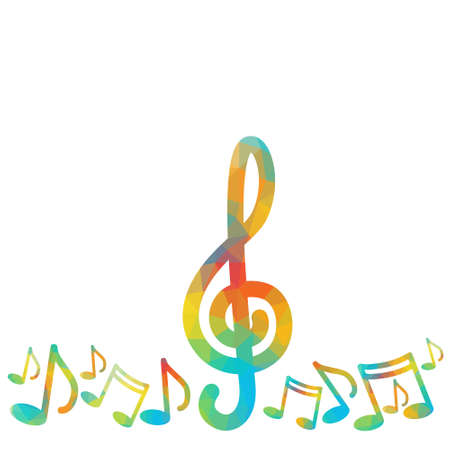 Notes Music Concert Banner Colorful Modern Musical Poster Flat Vector Illustrationのイラスト素材