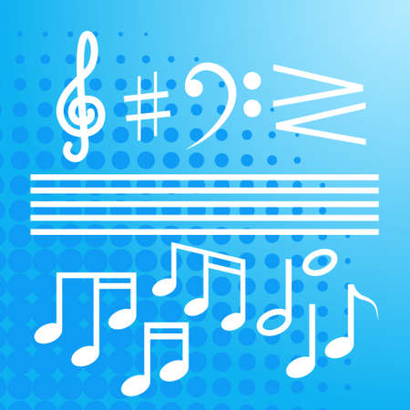 Notes Set Music Concert Banner Colorful Modern Musical Poster Flat Vector Illustrationのイラスト素材