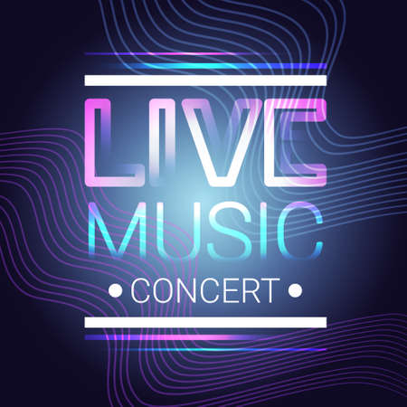 Live Music Concert Banner Colorful Style Modern Musical Poster Flat Vector Illustrationのイラスト素材