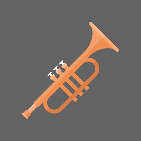 Horn Icon Wind Music Instrument Concept Flat Vector Illustrationのイラスト素材