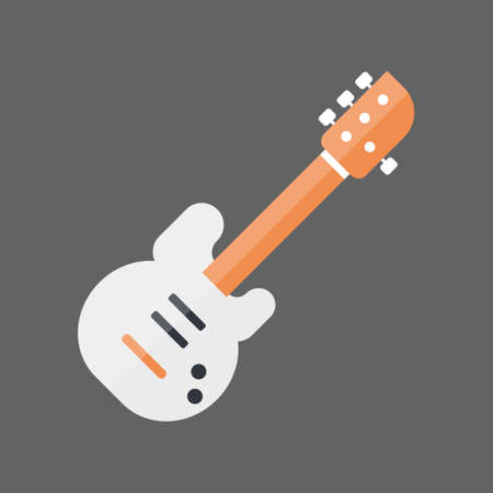 Bass Guitar Icon Music Instrument Concept Flat Vector Illustrationのイラスト素材