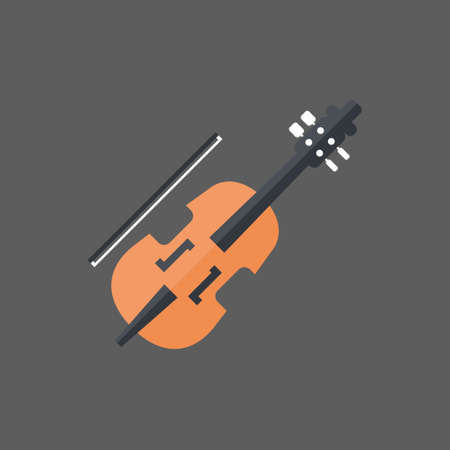 Violin Icon Music Instruments Concept Flat Vector Illustrationのイラスト素材