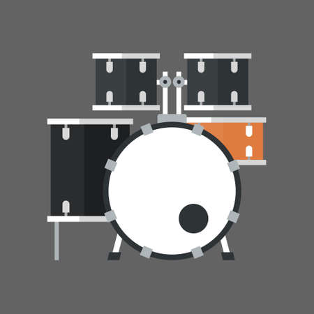 Drum Set Icon Music Instrument Concept Flat Vector Illustrationのイラスト素材