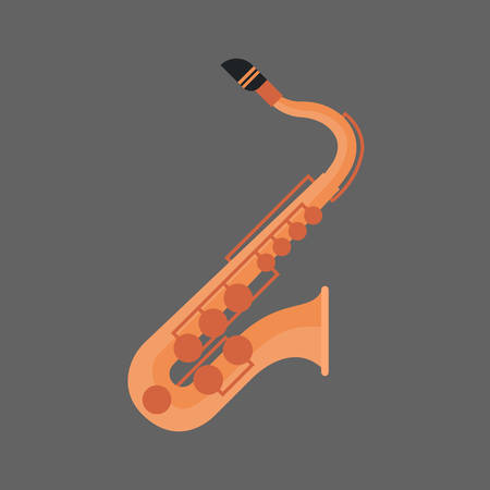 Saxophone Icon Wind Music Instrument Concept Flat Vector Illustrationのイラスト素材
