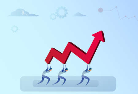 Business People Group Holding Financial Arrow Up Successful Business Team Development Growth Vector Illustrationのイラスト素材