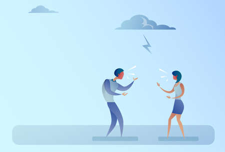 Business People Angry Shouting Conflict Concept Flat Vector Illustrationのイラスト素材
