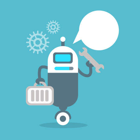 Modern Robot Settings Repair Artificial Intelligence Technology Concept Flat Vector Illustrationのイラスト素材
