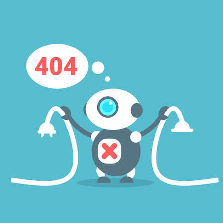 Modern Robot Connection Error Message Artificial Intelligence Technology Concept Flat Illustrationのイラスト素材